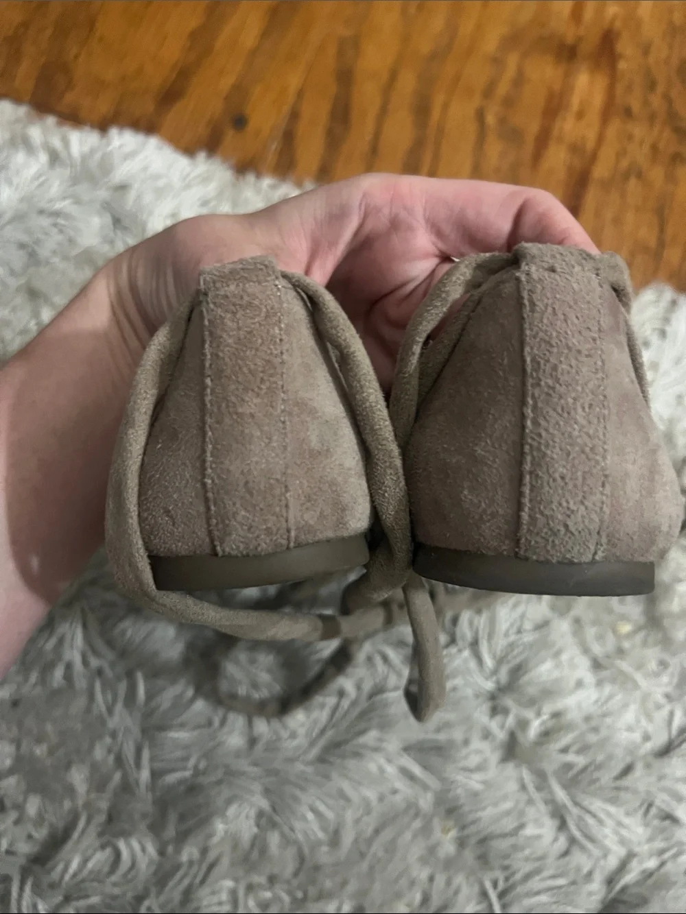 Jessica Simpson Bingley Taupe Lace-Up Suede Ballet Flats 8